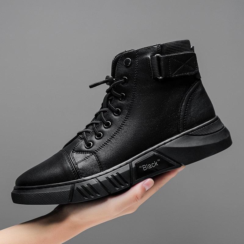Black Boots, Botas de Couro Masculina